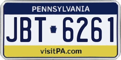 PA license plate JBT6261