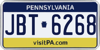 PA license plate JBT6268