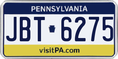 PA license plate JBT6275