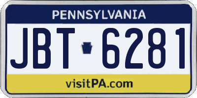 PA license plate JBT6281
