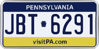 PA license plate JBT6291