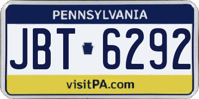 PA license plate JBT6292