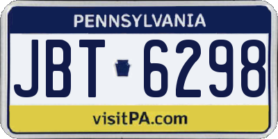 PA license plate JBT6298