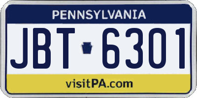 PA license plate JBT6301