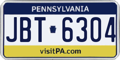 PA license plate JBT6304