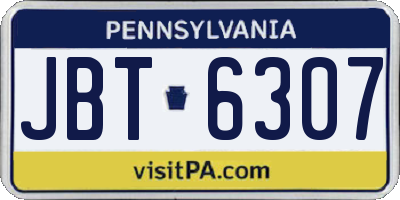 PA license plate JBT6307