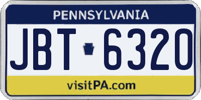 PA license plate JBT6320