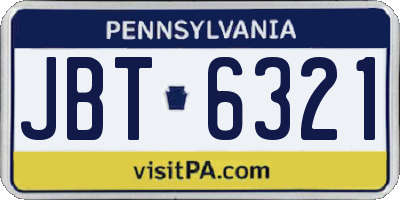 PA license plate JBT6321