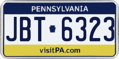PA license plate JBT6323