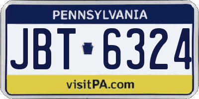 PA license plate JBT6324