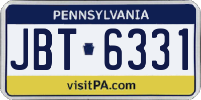 PA license plate JBT6331