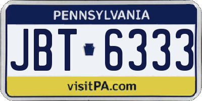 PA license plate JBT6333