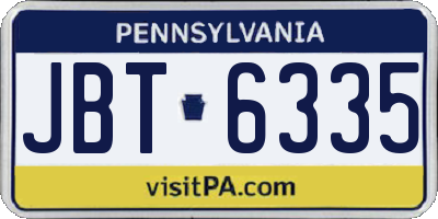 PA license plate JBT6335