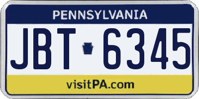 PA license plate JBT6345