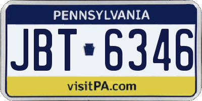 PA license plate JBT6346