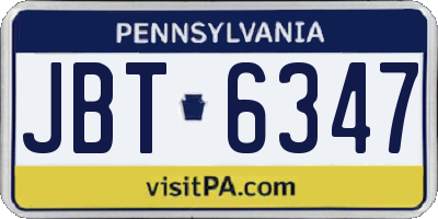 PA license plate JBT6347