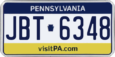 PA license plate JBT6348