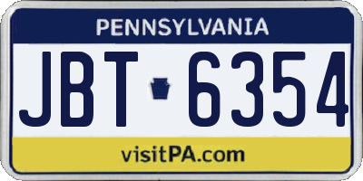 PA license plate JBT6354