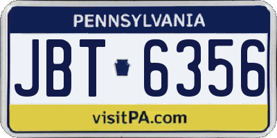 PA license plate JBT6356