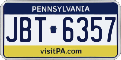 PA license plate JBT6357