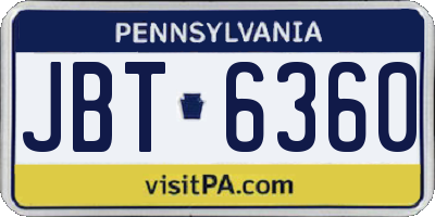 PA license plate JBT6360