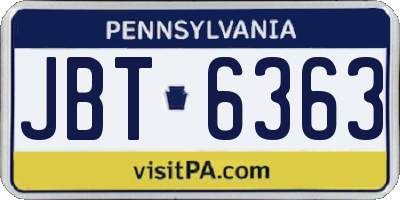 PA license plate JBT6363