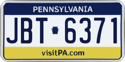 PA license plate JBT6371