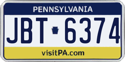 PA license plate JBT6374