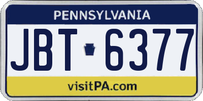 PA license plate JBT6377