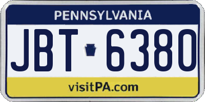 PA license plate JBT6380