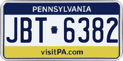 PA license plate JBT6382