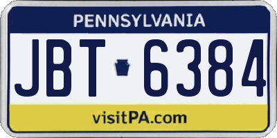 PA license plate JBT6384