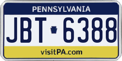 PA license plate JBT6388