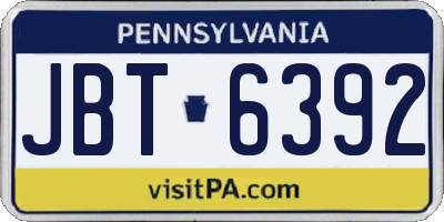 PA license plate JBT6392