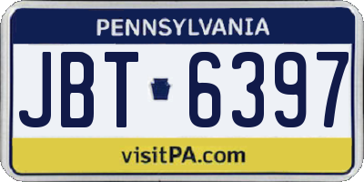 PA license plate JBT6397