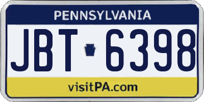 PA license plate JBT6398
