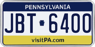 PA license plate JBT6400