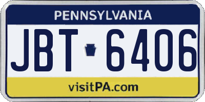 PA license plate JBT6406