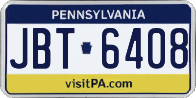 PA license plate JBT6408
