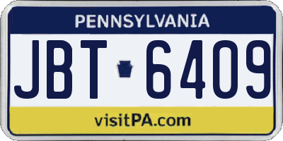 PA license plate JBT6409