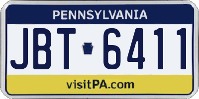 PA license plate JBT6411