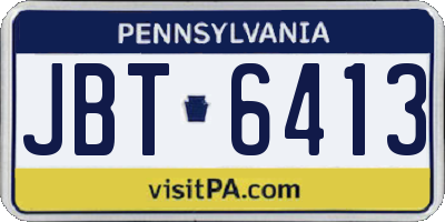 PA license plate JBT6413
