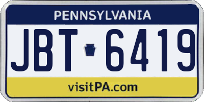 PA license plate JBT6419