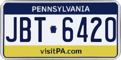 PA license plate JBT6420