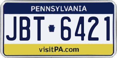 PA license plate JBT6421
