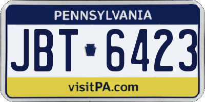 PA license plate JBT6423