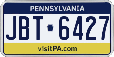 PA license plate JBT6427