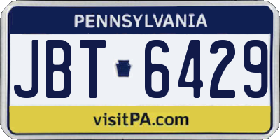 PA license plate JBT6429