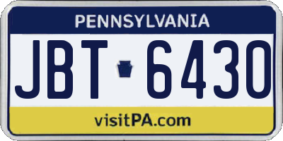 PA license plate JBT6430