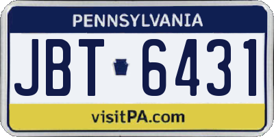 PA license plate JBT6431